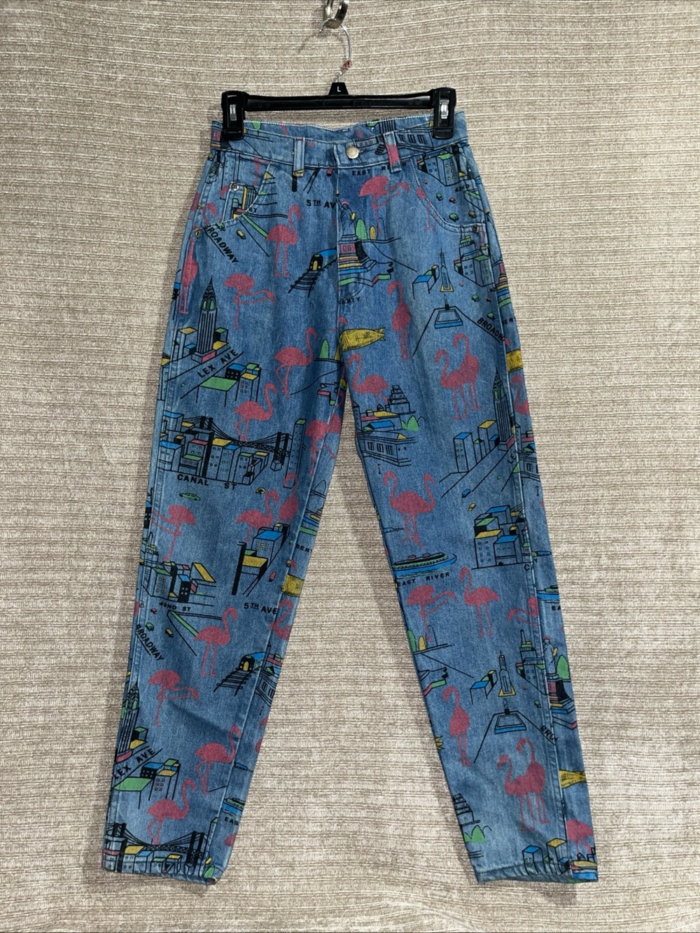 Vintage 80s Wrangler New York Painted Print High Rise Denim Jeans women’s 9 New